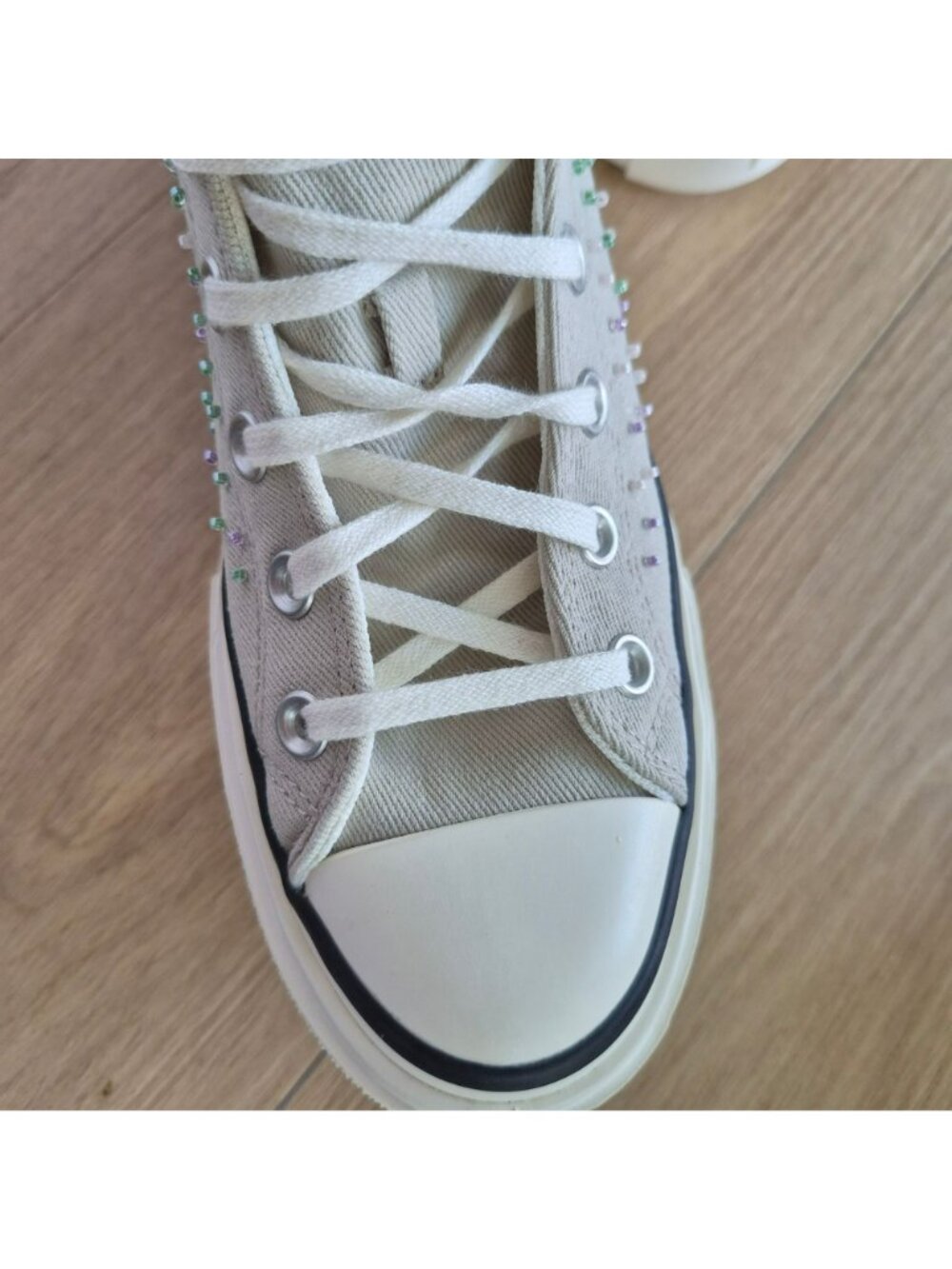 ⭐Converse Chuck Lift Double Stack Beading Sz 7 Womens shoes Sneaker Gray A19339C - Picture 11 of 13